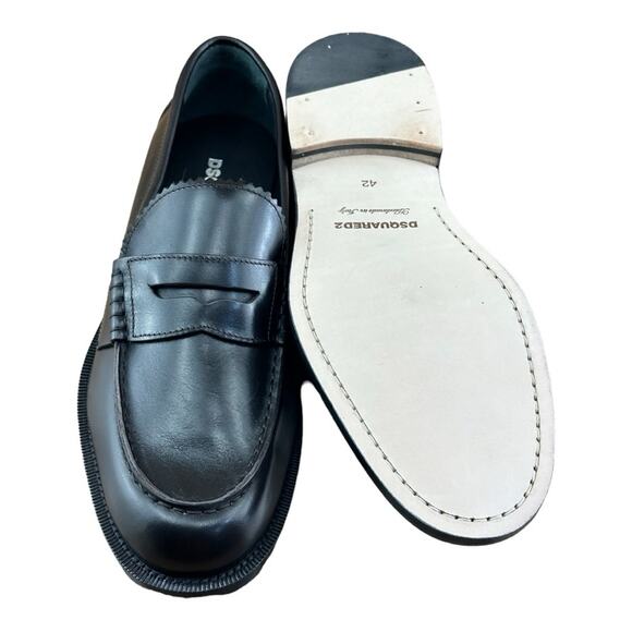 DSQUARED2 Beau pebbled leather penny loafers Men’s size 8.5-9 42 Brown Leather - Picture 6 of 9